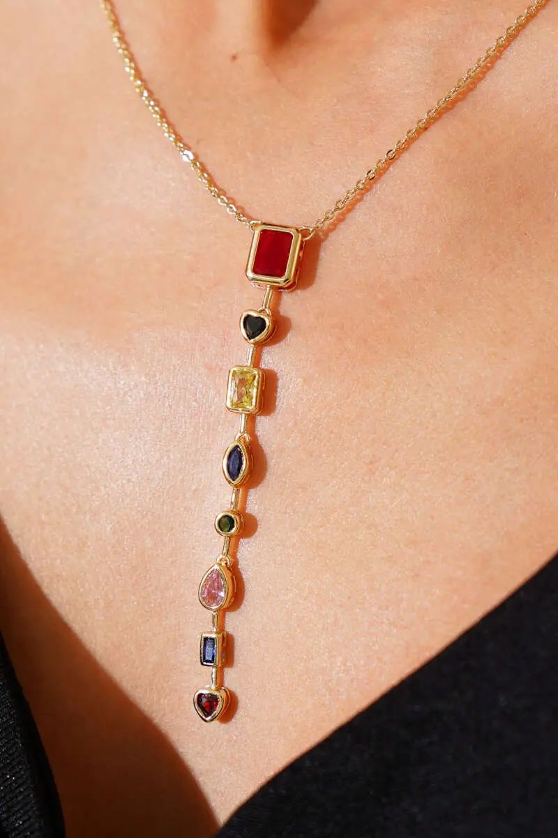 Ruby Cascade Charm Necklace