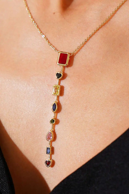 Ruby Cascade Charm Necklace