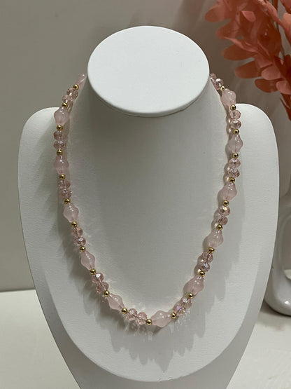 PetalGleam | Light Pink Beaded Set🌸✨