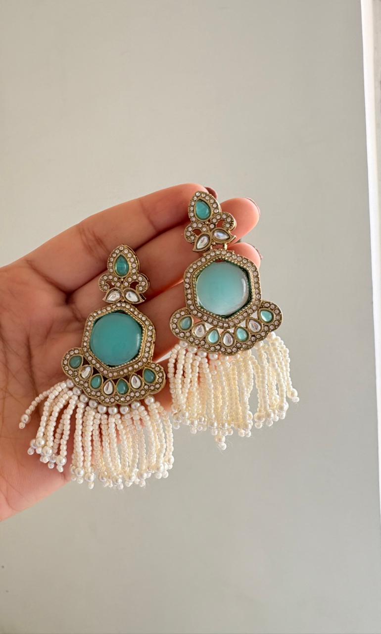 Meher Mint Pearl Chandeliers 🤍