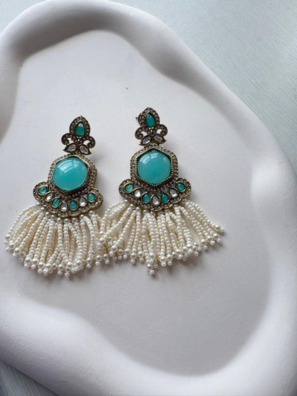 Meher Mint Pearl Chandeliers 🤍