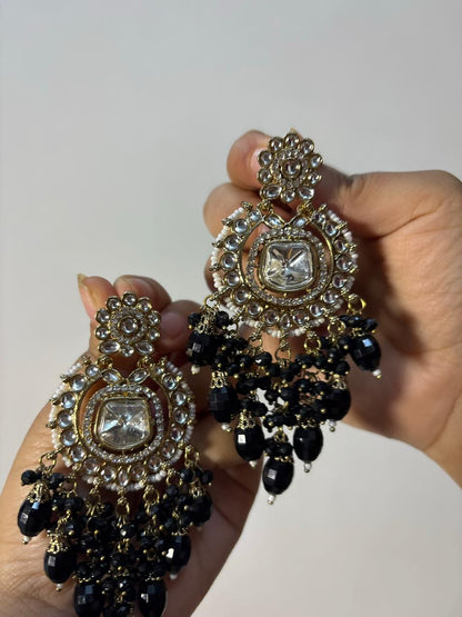 Noir Kundan Cascade Drops ✨
