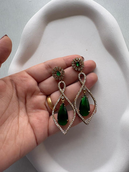 Emerald Grace Teardrop Danglers 💚