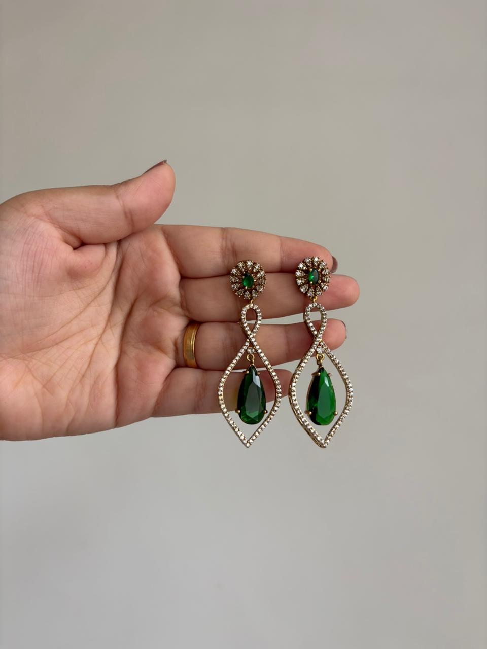 Emerald Grace Teardrop Danglers 💚