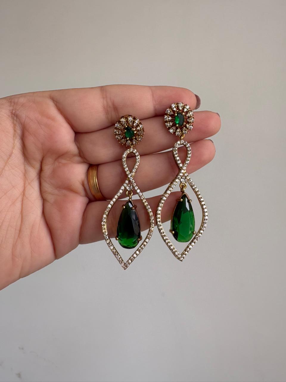 Emerald Grace Teardrop Danglers 💚