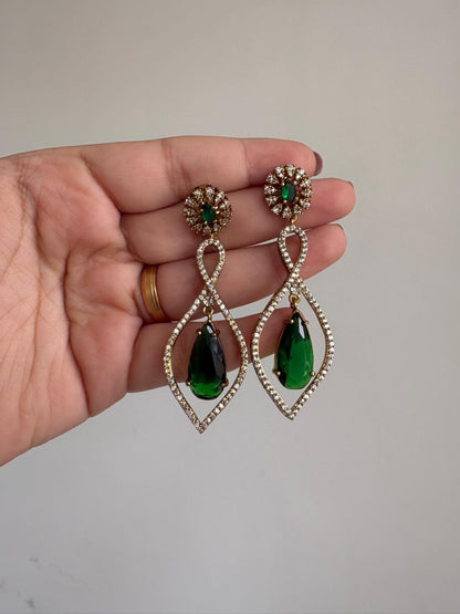Emerald Grace Teardrop Danglers 💚