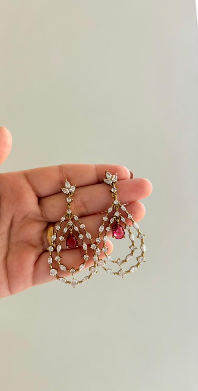 Ruby Raindrop Luxe Danglers ✨