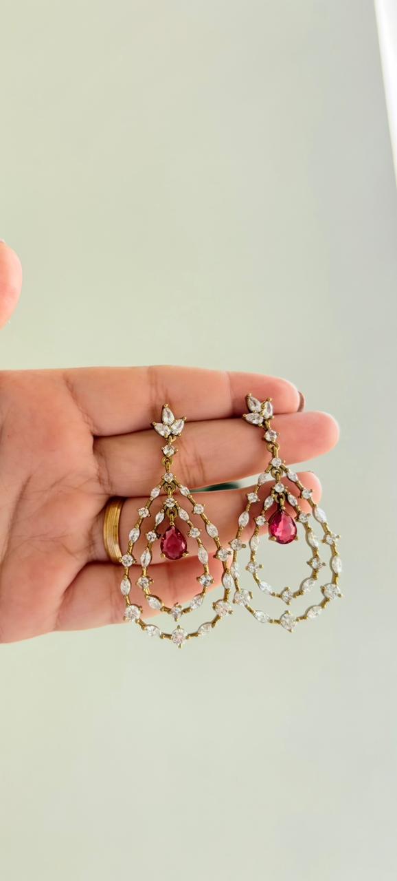 Ruby Raindrop Luxe Danglers ✨