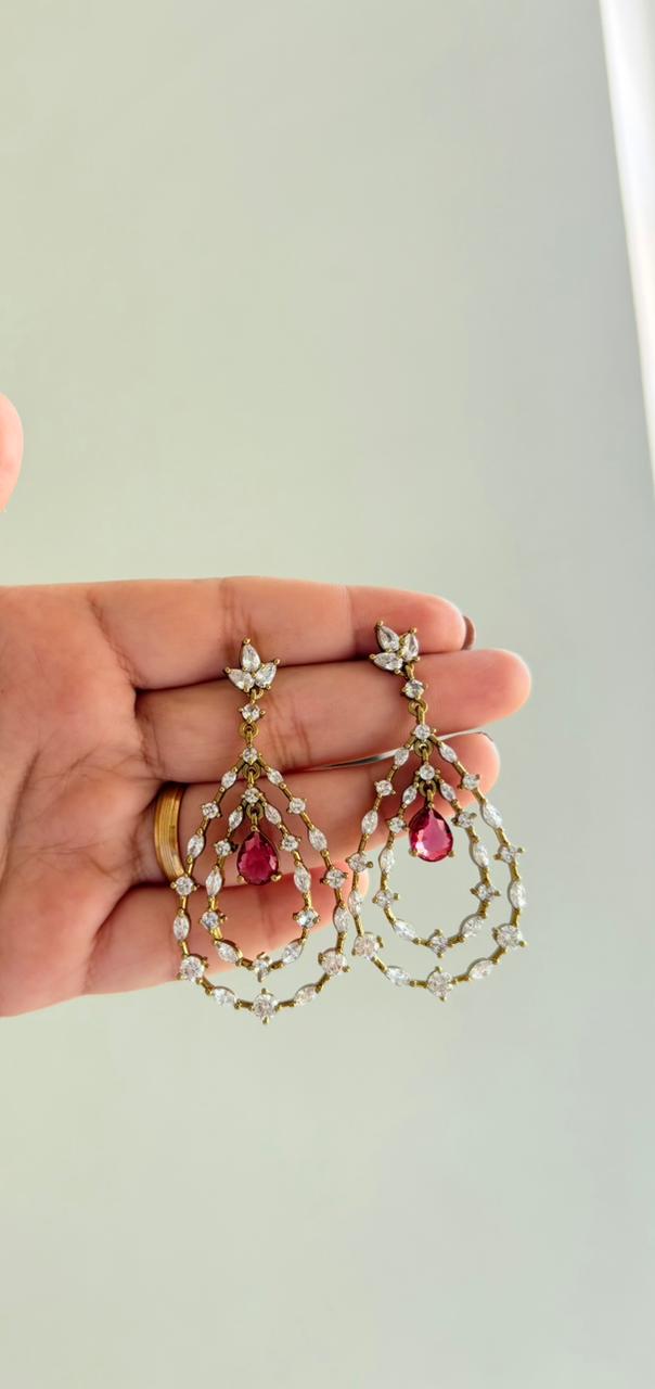 Ruby Raindrop Luxe Danglers ✨