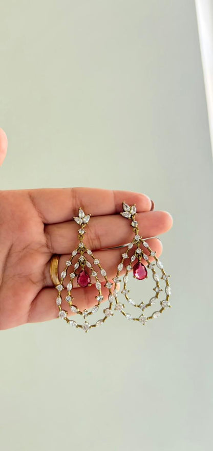 Ruby Raindrop Luxe Danglers ✨