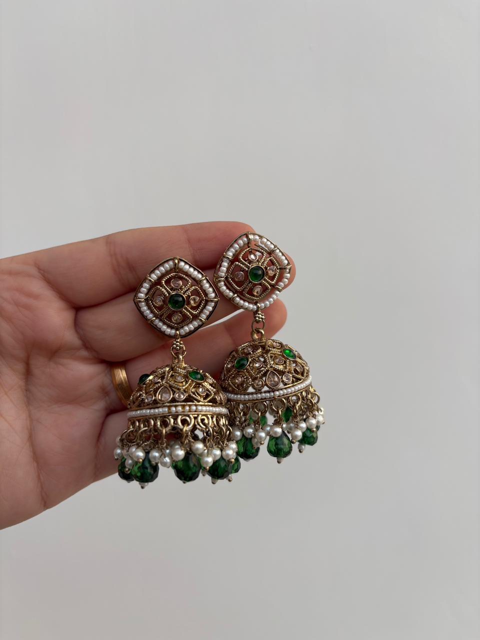 Mehreen Emerald Jhumka Drops 👑