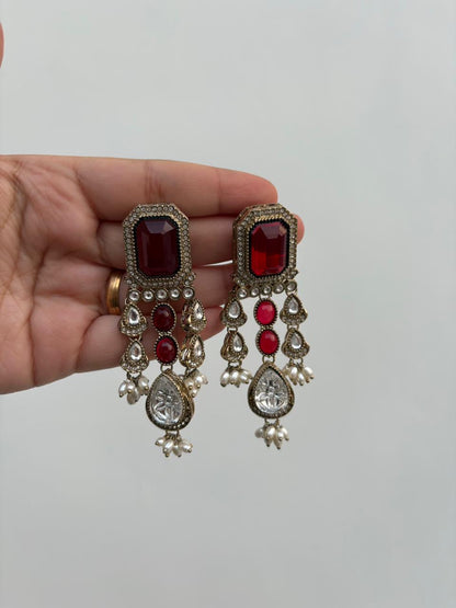 Ruhani Ruby Kundan Danglers 👑