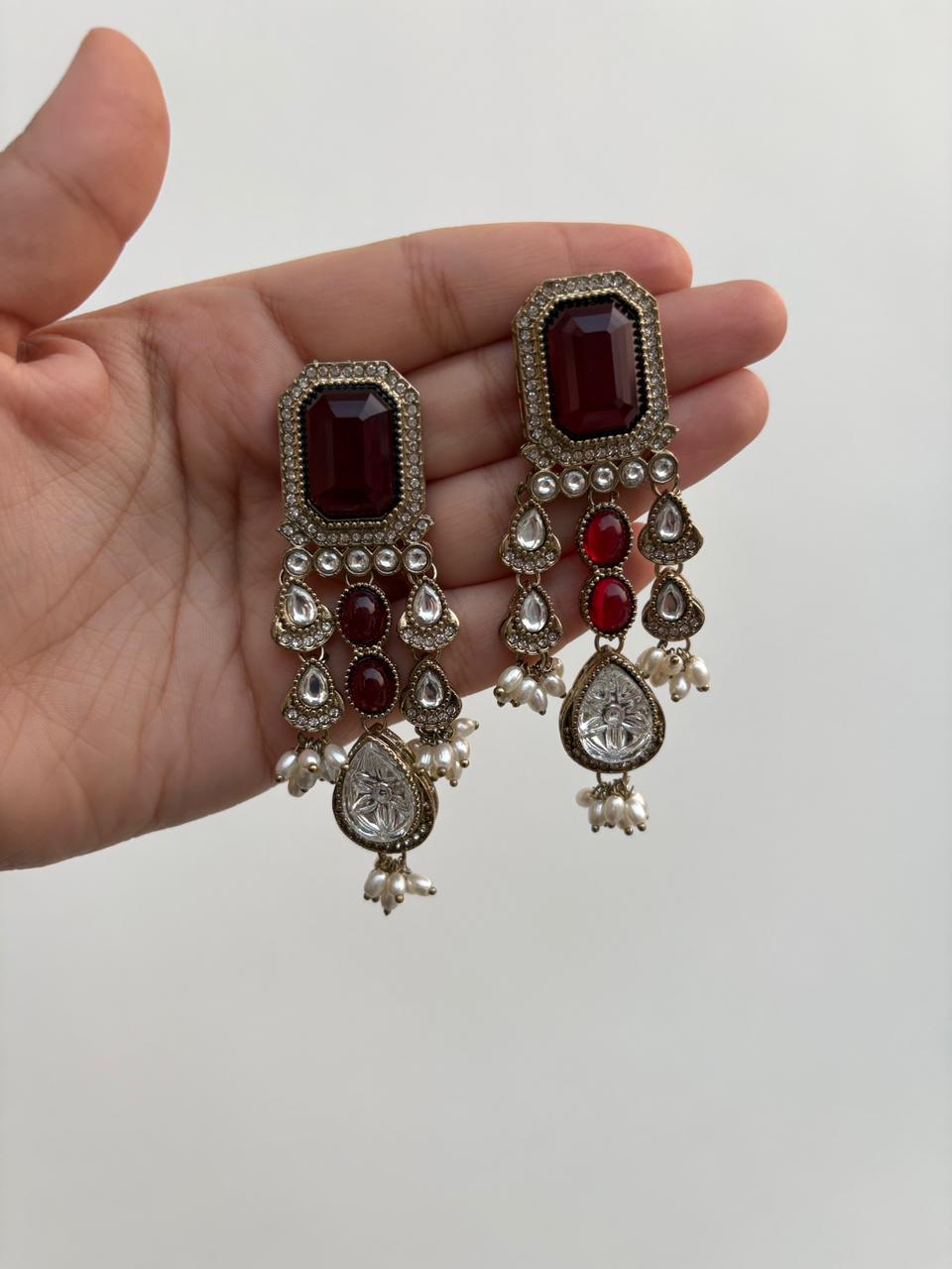 Ruhani Ruby Kundan Danglers 👑