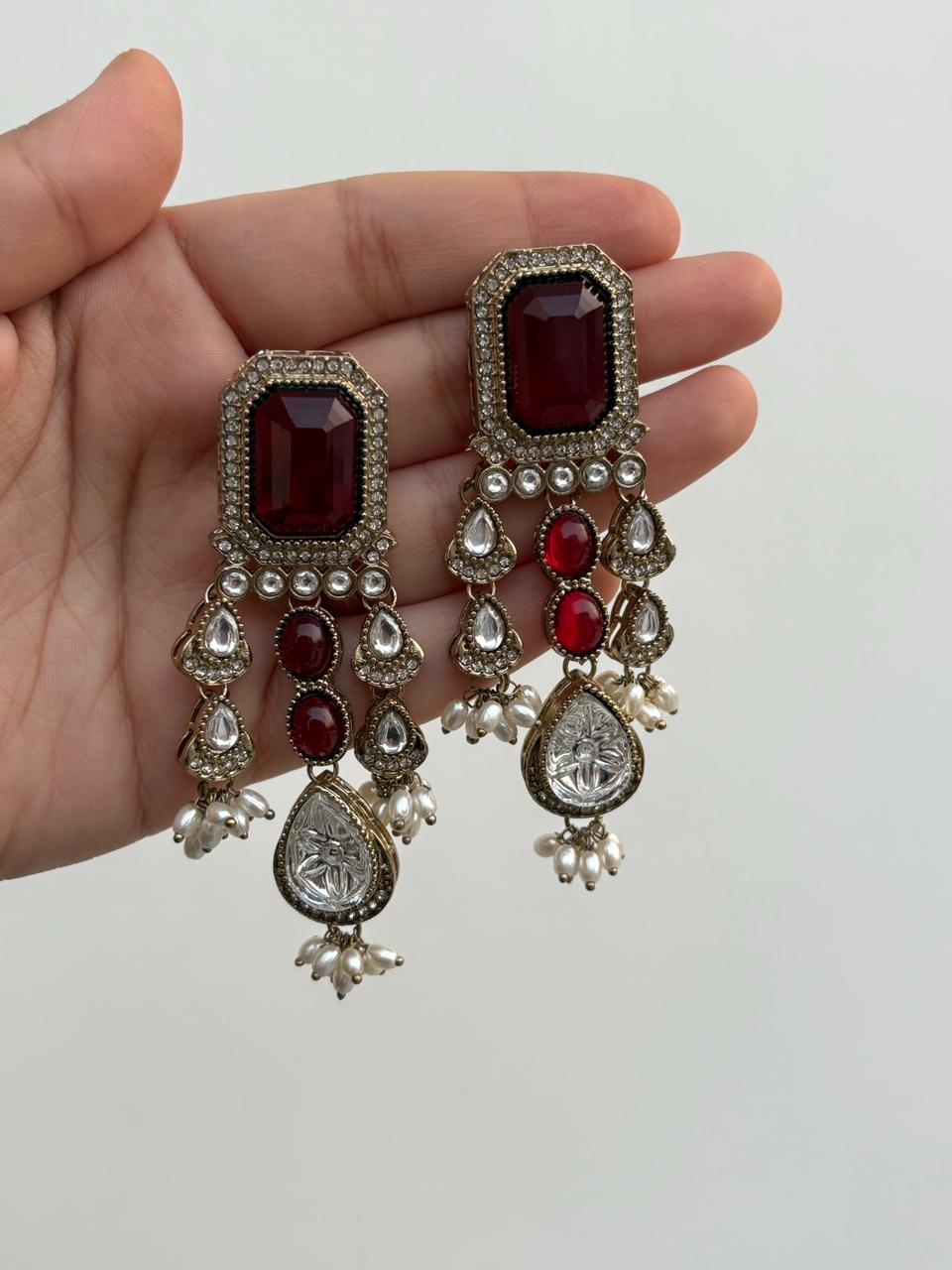 Ruhani Ruby Kundan Danglers 👑