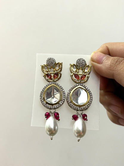 🤍 Noor Pearl Kundan Drops ❤️