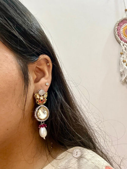 🤍 Noor Pearl Kundan Drops ❤️