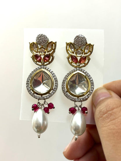 🤍 Noor Pearl Kundan Drops ❤️