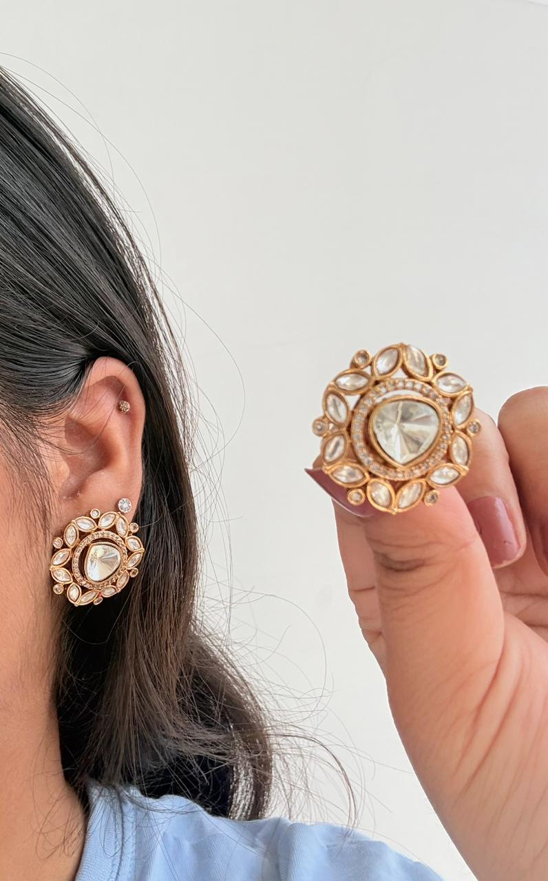✨ Aarohi Kundan Classic Studs 🤍