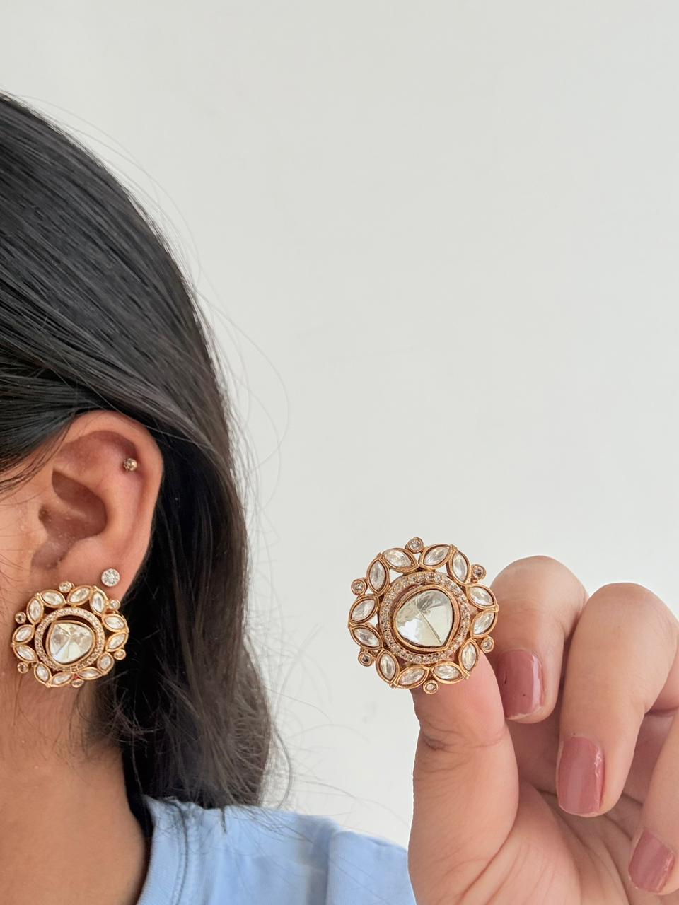 ✨ Aarohi Kundan Classic Studs 🤍
