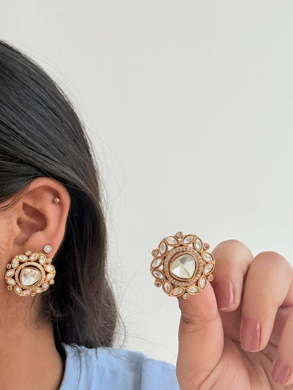 ✨ Aarohi Kundan Classic Studs 🤍