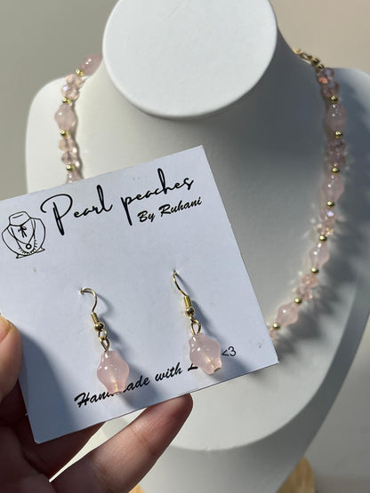 PetalGleam | Light Pink Beaded Set🌸✨