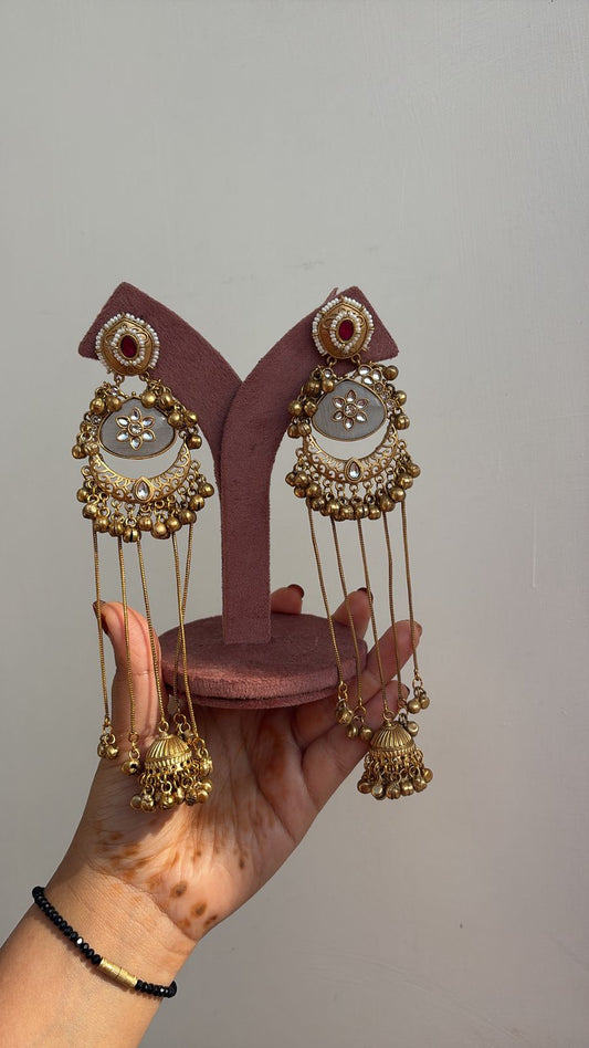 Ivory Royal Chandbali Jhumka Earrings
