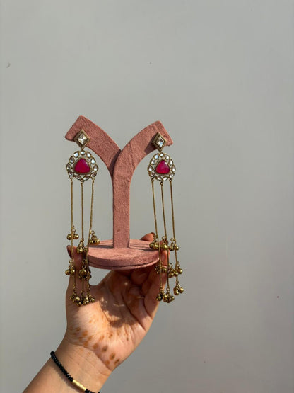 Royal triangle Ruby Tassel Drop Earrings