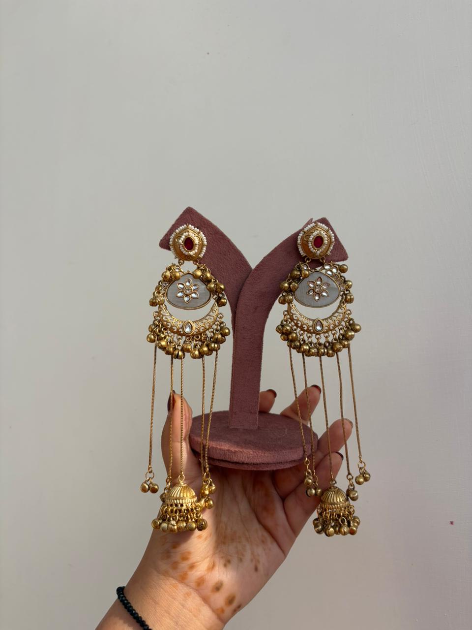 Ivory Royal Chandbali Jhumka Earrings