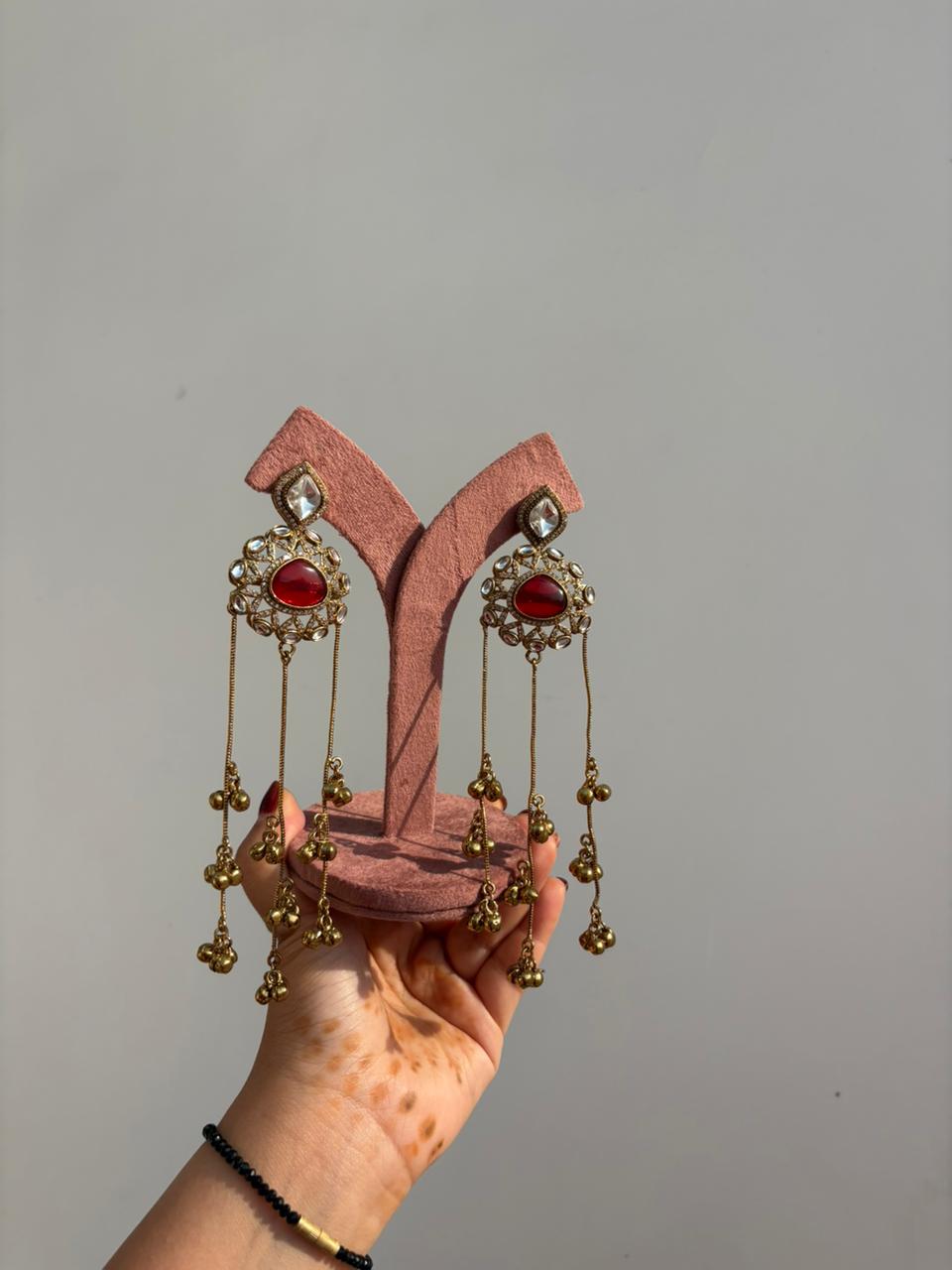Ruby Kundan Tassel Earrings