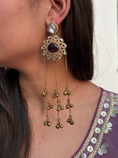 Ruby Kundan Tassel Earrings