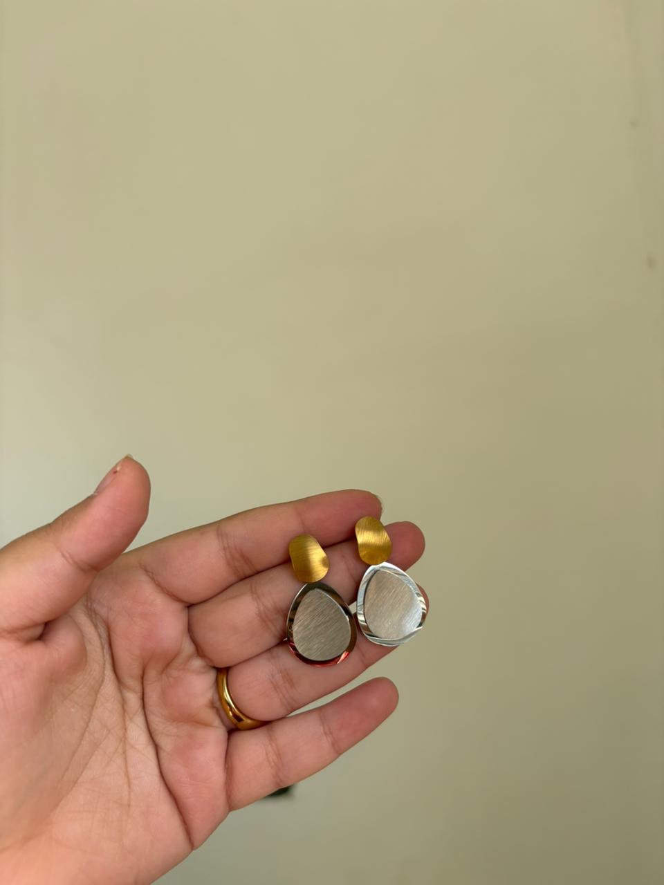 Dual Tone Teardrop Earrings