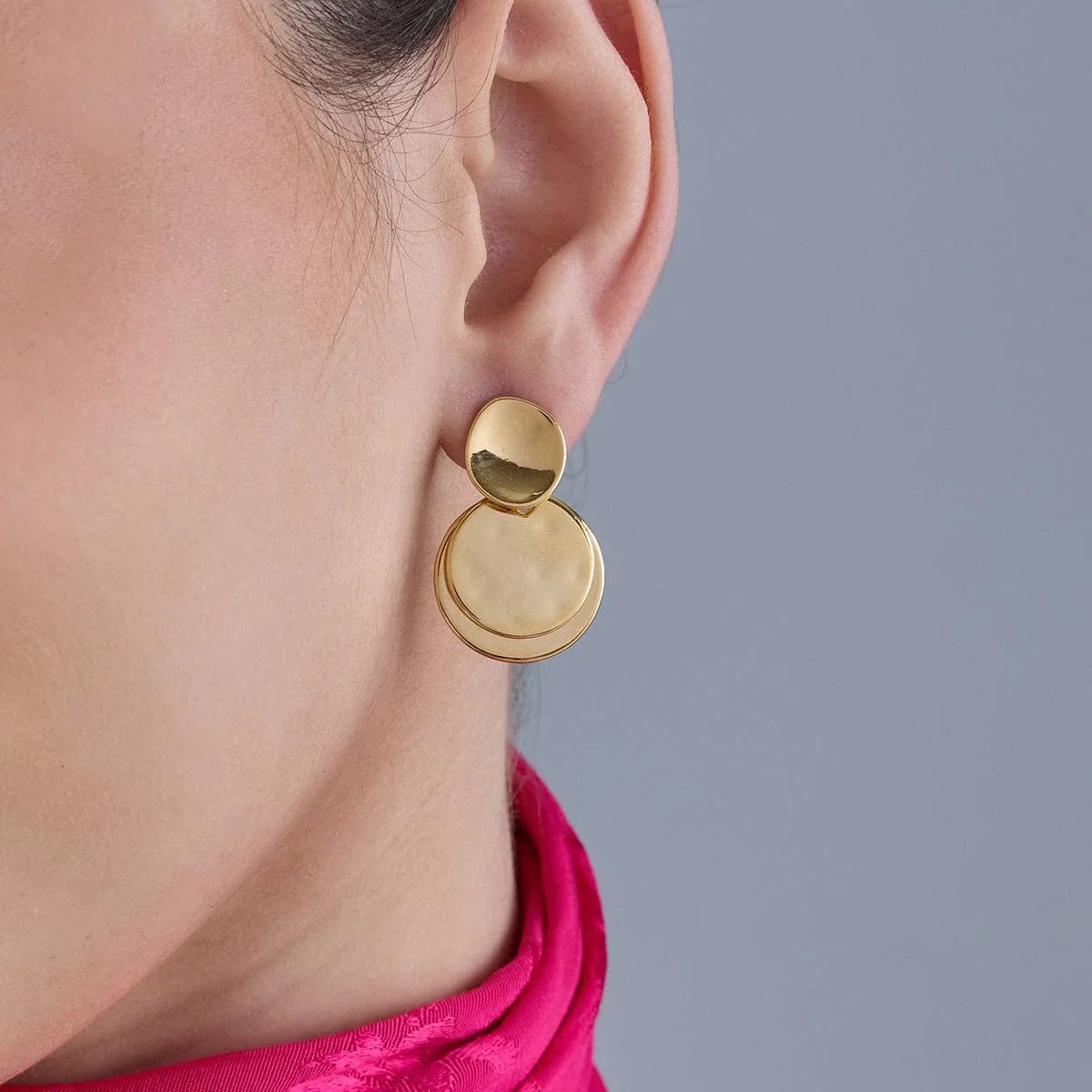 Brushed Gold Coin Studs
