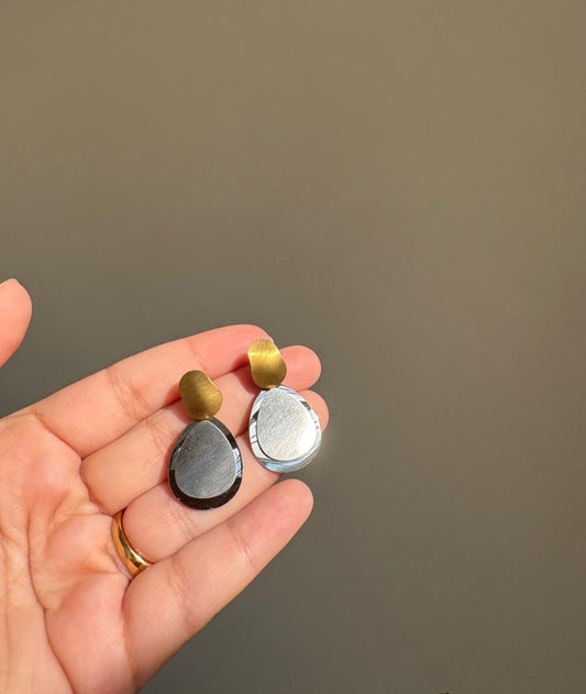 Dual Tone Teardrop Earrings