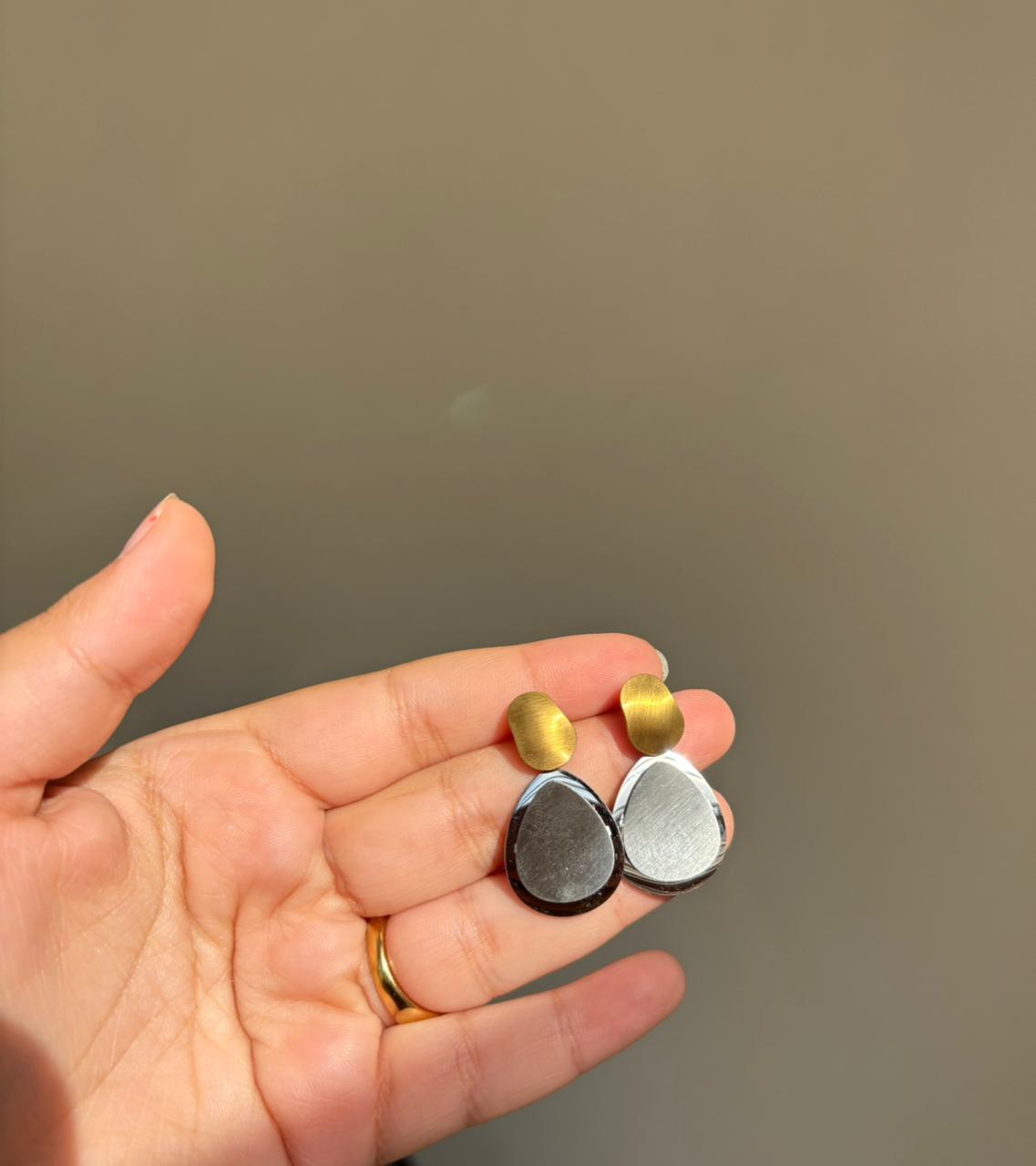 Dual Tone Teardrop Earrings