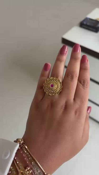 Royal Mandala Statement Ring