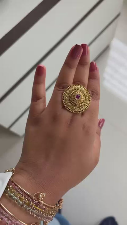 Vintage Mandala Disc Ring