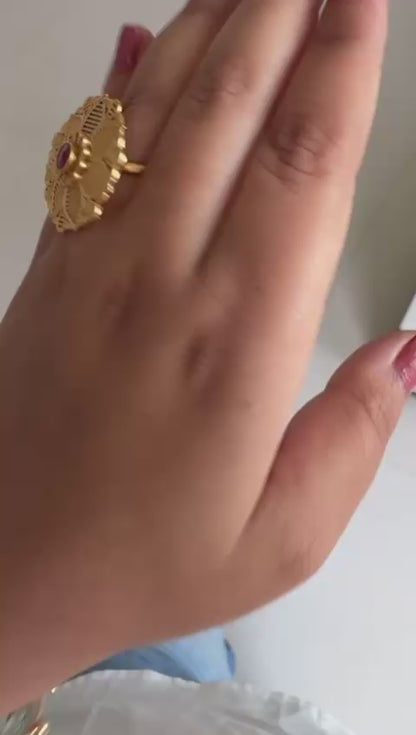 Floral Filigree Statement Ring